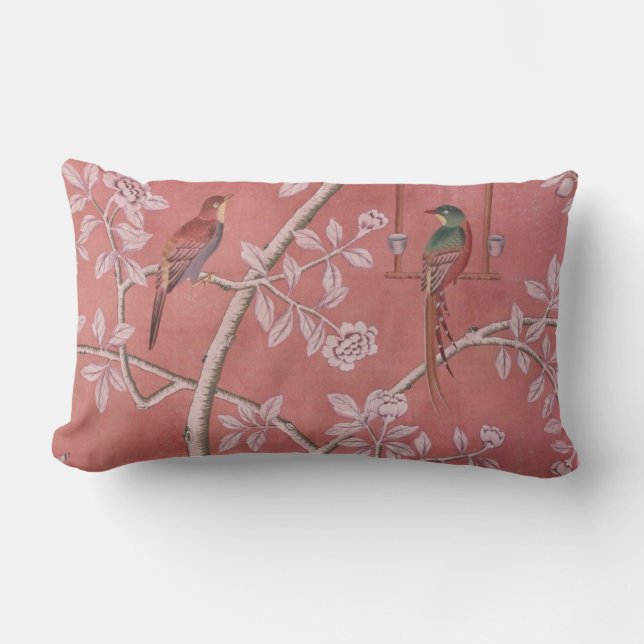 Cojín Lumbar Chinoiserie rosa (Anverso)