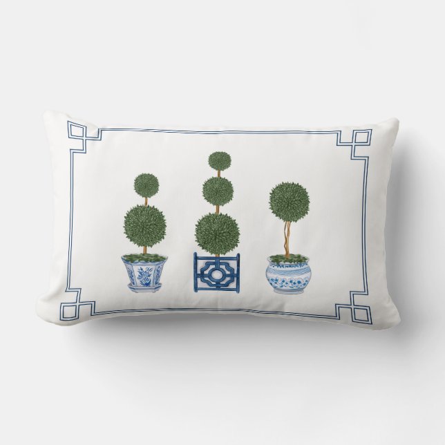Cojín Lumbar Chinoiserie Topiary Tree with Bows  (Anverso)