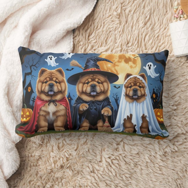 Cojín Lumbar Chow Chow Dog Pumpkin Halloween Funny (Manta)