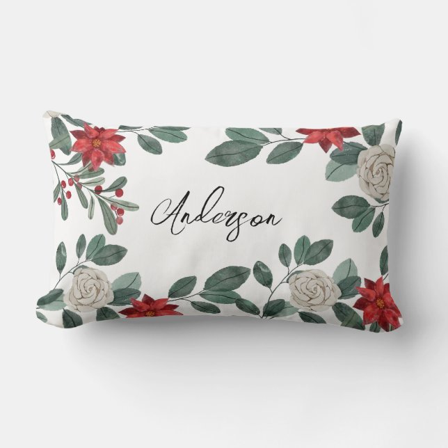 Cojín Lumbar Christmas Greenery Berries  (Anverso)