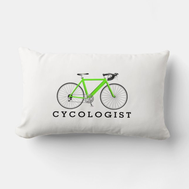 Cojín Lumbar Ciclista Bicicleta Verde Sobre Blanco (Anverso)