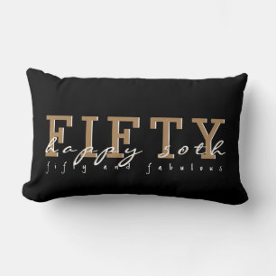 Cojín Lumbar Cincuenta y fabuloso Feliz 50° Negro y Tan