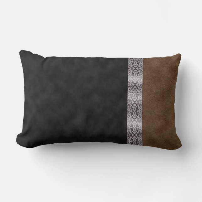 Cojín Lumbar Cinta Ante de Art Nouveau Digital Black Brown (Anverso)