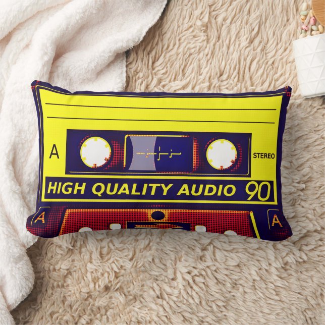 Cojín Lumbar Cinta de cassette de arte pop retro (Manta)