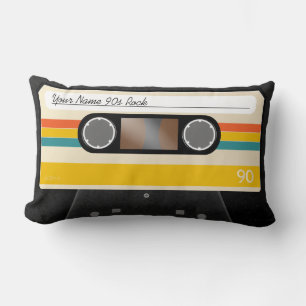 Cojín Lumbar Cinta de música vintage con nombre personalizado