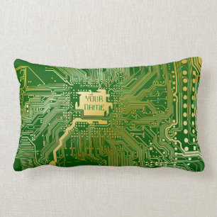 Cojín Lumbar Circuito monograma Motherboard Electronics Chip Te