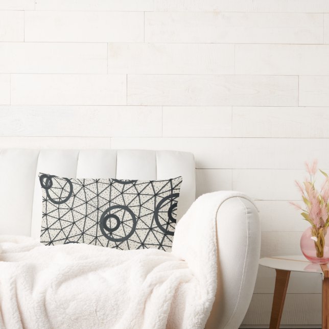 Cojín Lumbar Círculos abstractos de blanco y negro (Sofá)