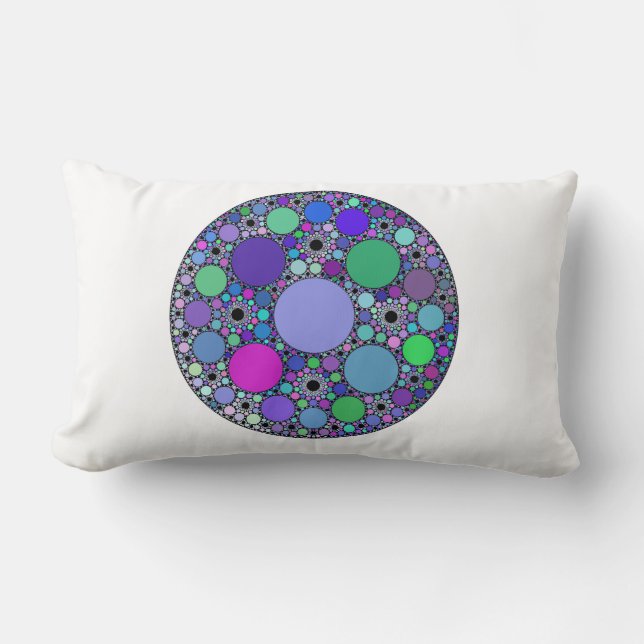 Cojín Lumbar Círculos fractales en verde rosa morado (Anverso)