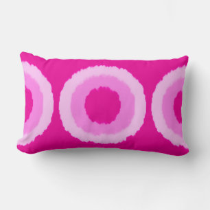 Cojín Lumbar Círculos modernos de batik tribal - rosa fucsia
