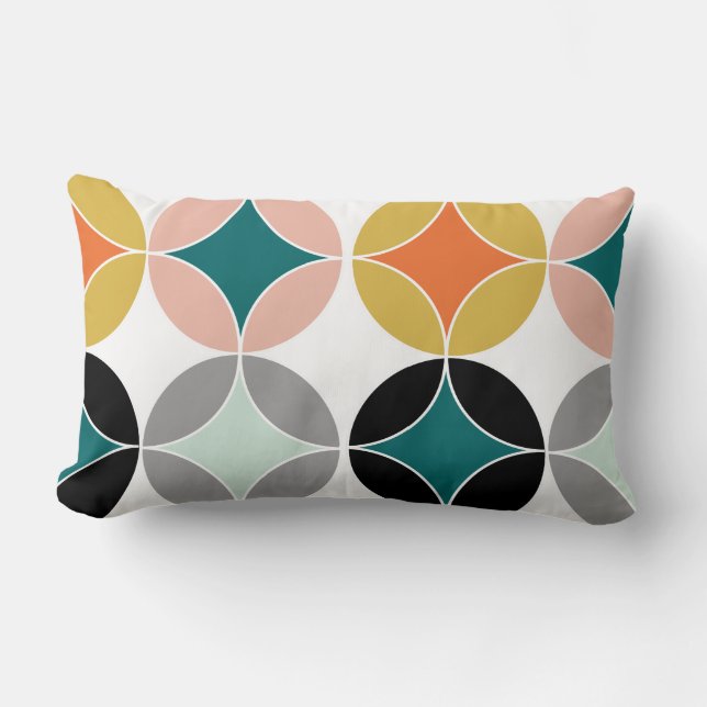 Cojín Lumbar Círculos modernos y elegantes de mediados del sigl (Anverso)