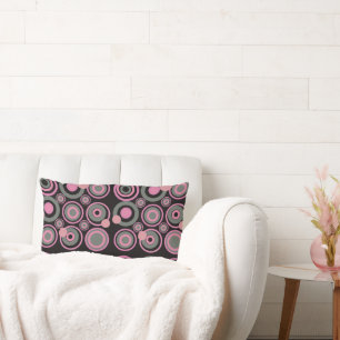 Cojín Lumbar Círculos retro Fiesta Polvo gris rosado negro