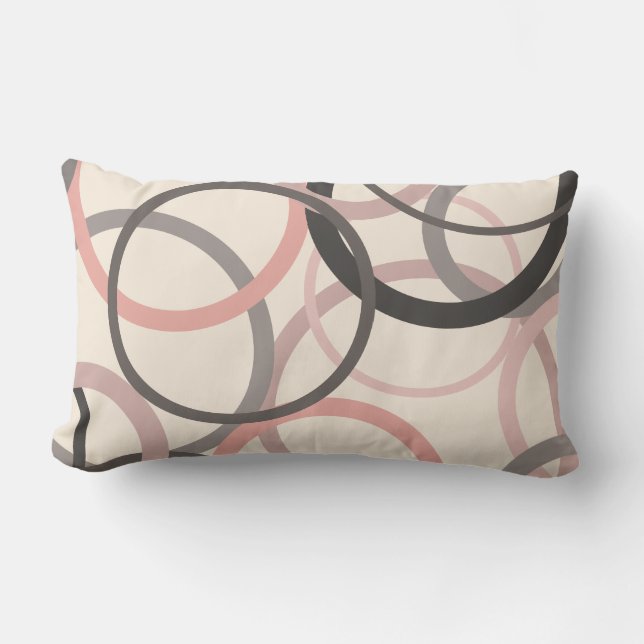 Cojín Lumbar Círculos rosados y grises (Anverso)