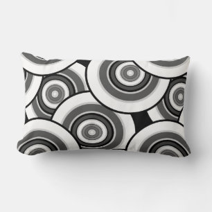 Cojín Lumbar Círculos y anillos patrón geométrico en blanco y n