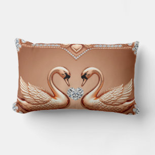 Cojín Lumbar Cisne de corazón de diamante de joyería de amor ro