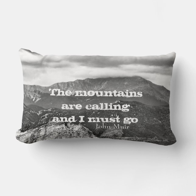 Cojín Lumbar Cita de Muir arrojar el paisaje montañoso de almoh (Anverso)