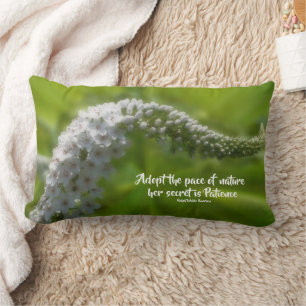Cojín Lumbar Cita de paciencia Flor Blanca Inspiradora 