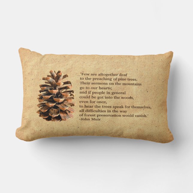 Cojín Lumbar Cita De Pine Cone Y John Muir (Anverso)