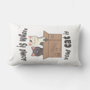 Cojín Lumbar Cita divertida Home es donde está tu gato