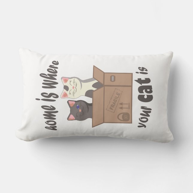 Cojín Lumbar Cita divertida Home es donde está tu gato (Anverso)