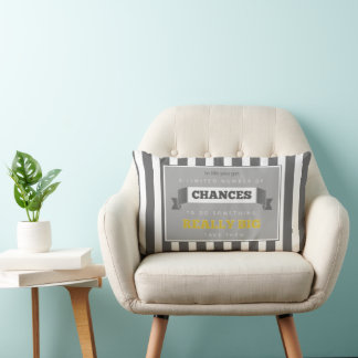 Cojín Lumbar Cita Inspiradora moderna gris y amarilla