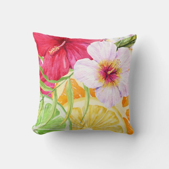 Cojín Lumbar Cítricos tropicales: Hibiscus y cítricos (Anverso)