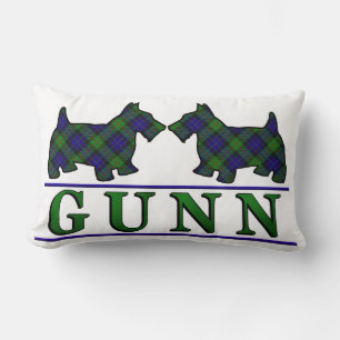 Cojín Lumbar Clan escocés Gunn Tartan Scottie Dogs