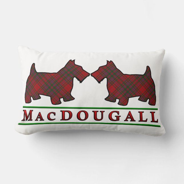 Cojín Lumbar Clan escocés MacDougall Tartan Scottie Dogs (Anverso)