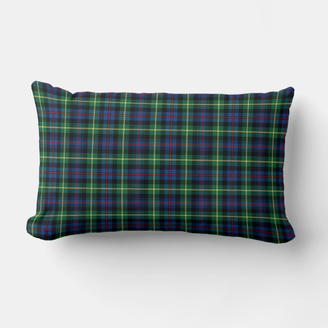 Cojín Lumbar Clan Farquharson azul y verde escocés (Anverso)