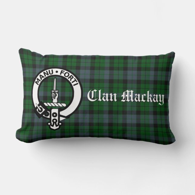 Cojín Lumbar Clan Mackay Tartan Escudo Lumbar Pillow (Anverso)