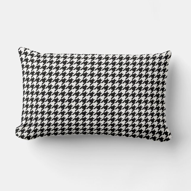 Cojín Lumbar Clásico Houndstooth Blanco y Negro (Anverso)