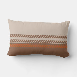Cojín Lumbar Clásico Marrón y Beige y Naranja con Rayas