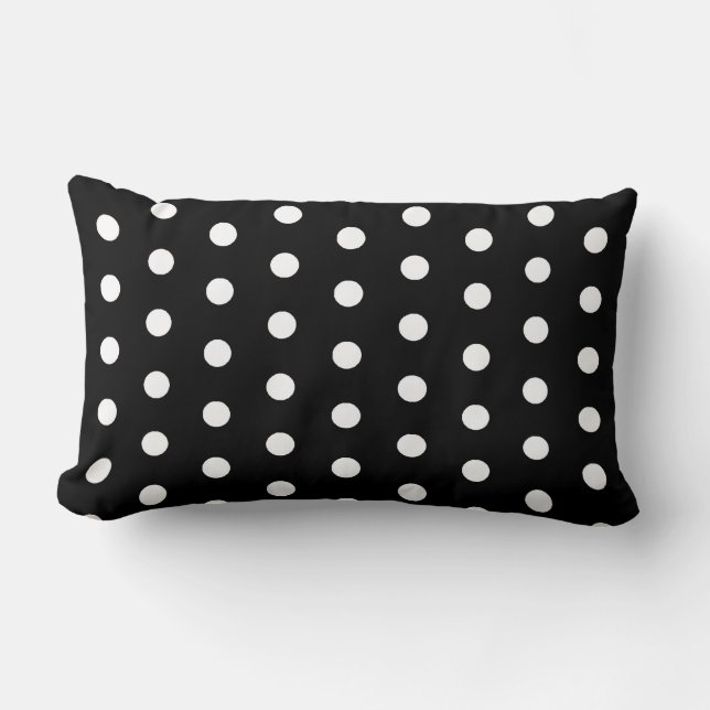 Cojín Lumbar Clásico Modelo básico de puntos de polka blanco y  (Anverso)