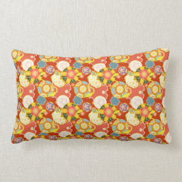 Cojín Lumbar Clásico patrón kimono vibrante japonés oriental