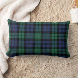Cojín Lumbar Clásico Tartán de Plaid Verde Marino Negro Black W