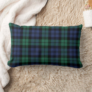 Cojín Lumbar Clásico Tartán de Plaid Verde Marino Negro Black W