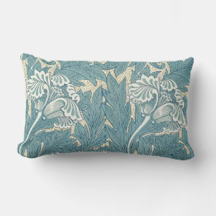 Cojín Lumbar Clásico Tulipán Azul Floral de William Morris