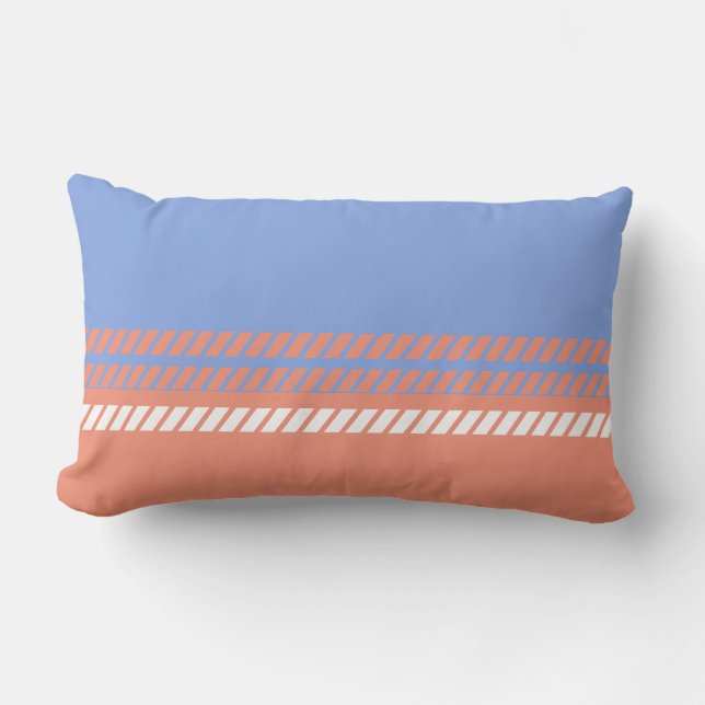 Cojín Lumbar Classic Periwinkle and Coral with Stripes  (Anverso)