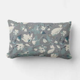 Cojín Lumbar Clematis Vine Gray Blue Cream Watercolor Floral