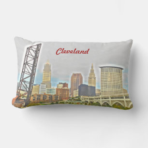 Cojín Lumbar Cleveland, Ohio River PhotoPaint Pillow
