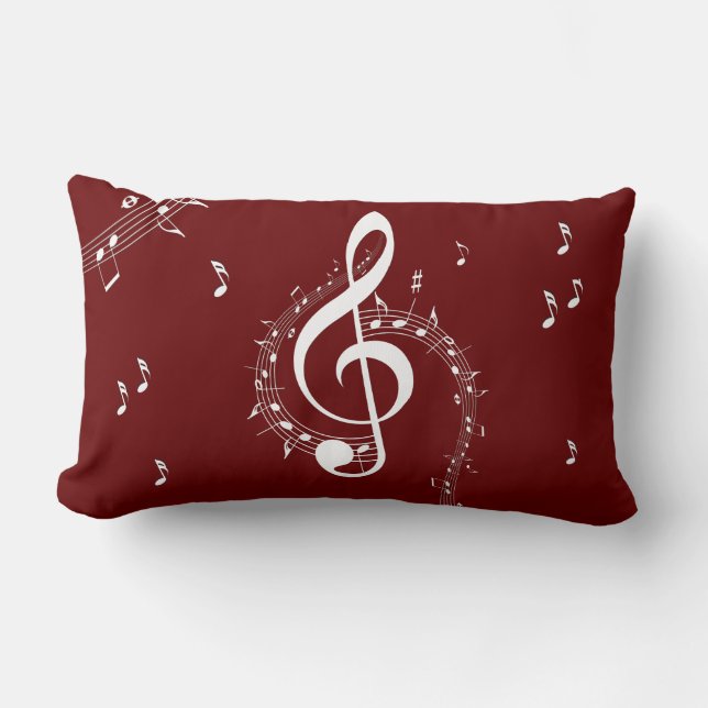 Cojín Lumbar Climactic G Clef Music Red (Anverso)