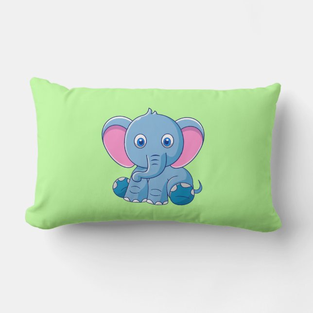 Cojín Lumbar Clipart de dibujos animados de elefante bebé-64832 (Anverso)