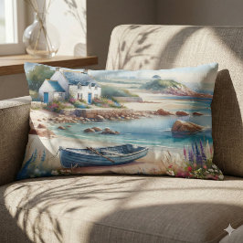 Cojín Lumbar Coastal Cottage Seaside Rowboat Bloom