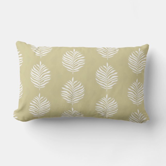 Cojín Lumbar Coastal Palm Leaf Pattern Dusty Yellow  (Anverso)