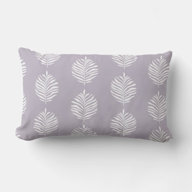 Cojín Lumbar Coastal Palm Leaf Pattern Misty Lilac Throw Pillow (Anverso)