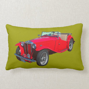 Cojín Lumbar Coche de deportes antiguo convertible rojo de MG