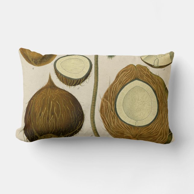 Cojín Lumbar Cocotero tropical vintage (Anverso)