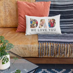 Cojín Lumbar Colaje de Carta de Foto de Papá Te Amamos