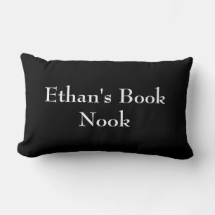 Cojín Lumbar Colchón de rincón del libro, blanco y negro, perso