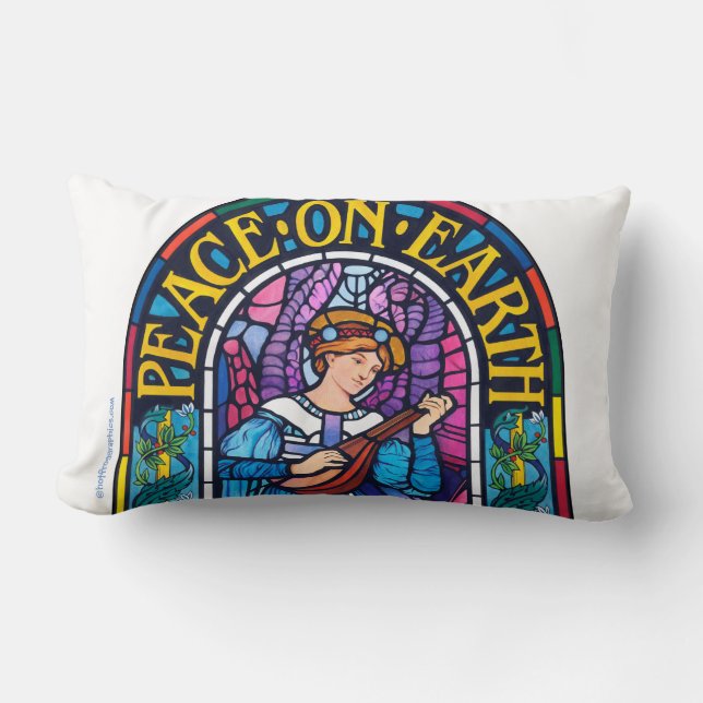 Cojín Lumbar Colchón lumbar Paz de vidrio manchado en la Tierra (Anverso)