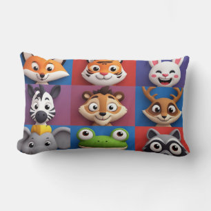 Cojín Lumbar Colección de Caras de Animales Adorables para Aman